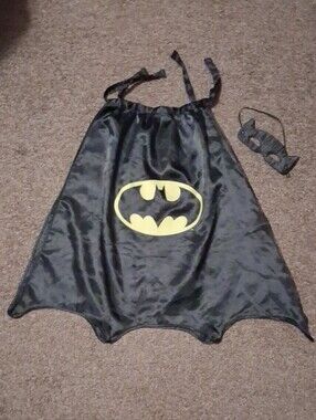Batman Kids Black Cape with Mask - Yellow Emblem (2 Capes, 1 Mask)